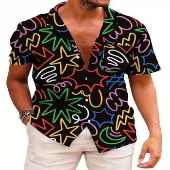 Summer Men s Quick Drying Short Sleeved Shirt with 3D Digital Printing Fashion Top for Outdoor Play and Leisure Activities S