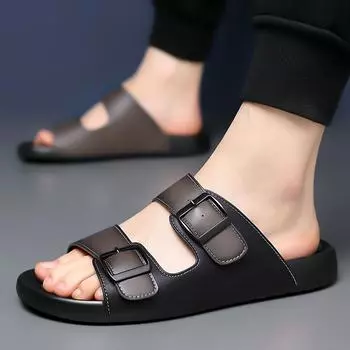 Summer Men s Sandals Comfy Non-Slip Slippers High Quality Breathable Soft Sandals Non-Slip Beach Shoes for Men Walking Mocassins 38 черный коричневый