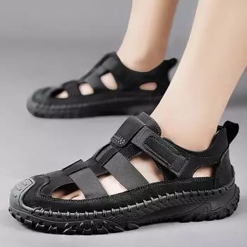 Summer Men s Sandals High Quality Breathable Casual Men Shoes Non-Slip Outdoor Beach Sandals Hiking Climbing Waterproof Sneakers 38 песочный