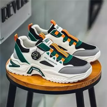 Summer Men Sneakers Outdoor Light Breathable Height Increasing Casual Shoes Husband Versatile Fashionable Rotary Button Shoes 40