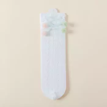 Summer Mesh Bow Socks for Girl Princess Kids Calf Sock Lolita Fairy Bowknot Long Stockings 3-12Year Baby Thin Breathable Socks Fit 3-12Years