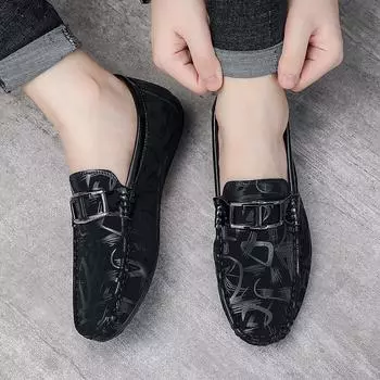 Summer new 2024 versatile trend men s shoes soft leather soft sole wear-resistant Doudou shoes fashion classic business men s shoes 39