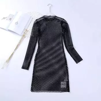 Summer New Arrival Long Sleeves Mesh Silm Hip T-shirt Black 2XL