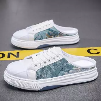 Summer new breathable baotou slippers men s fashion casual canvas lazy thick soled student men s shoes D275 39 чёрный
