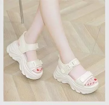 Summer New Comfortable and Versatile Shoes Soft Bottom Anti slip Sponge Cake Thick Bottom Sports Beach Sandals 40 чёрный