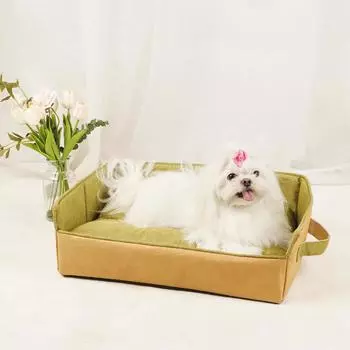 Summer New Kennel Foldable Pet Mat Teddy Small and Medium-sized Dogs Linen Breathable Kennel Pet Supplies S:42*31*12CM