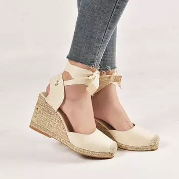 Summer new large size Amazon wish foreign trade color wedge heel French ankle strap women s sandals 35 красный
