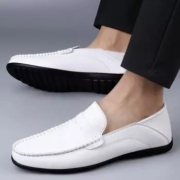 Summer New Men s Casual Leather Shoes Spot 2025 Large Size Trend Fashion Soft Doudou Shoes Low Shoes 38