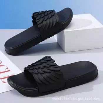 Summer new men s cool slippers, non-slip and wear-resistant thick-bottomed beach, one-word drag for domestic sales 40-41 чёрный