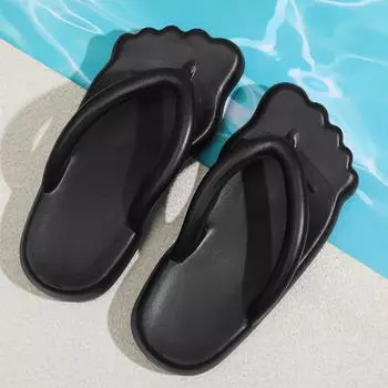 Summer New Men s Flip Flops Outdoor Indoor Slippers Comfortable Slides Men Beach Sandals Non-slip Bathroom Home Men Slippers 40-41 чёрный