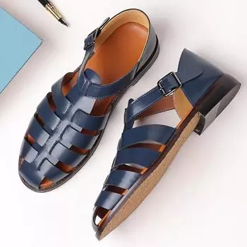 Summer New Men s Hollow Out Sandals Baotou Men s Casual Shoes Beach Shoes Outdoor Men s Flat Shoes Men s Camping Sandals 38 чёрный