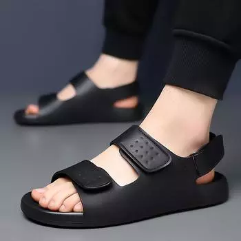 Summer New Men s Lightweight Simple Handmade Slippers Fashionable Outdoor Classic Black/Brown Breathable Beach Casual Sandals 38 чёрный