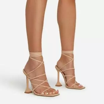 Summer New Square Head High Heels with Thin Cross Strap Roman Shoes with Thin Heel with A Line Buckle 36 абрикосовый