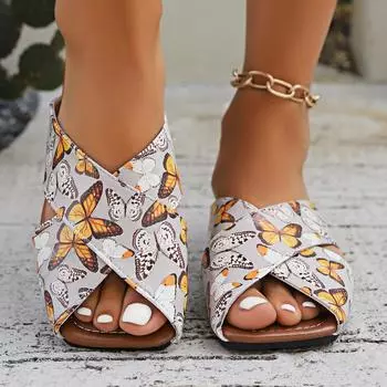 Summer New Square-Toe Cross Strap Fisherman Sandals - Wide Width Lightweight Comfortable Slip-On Flat Beach Flip Flops with Bow 36 серый