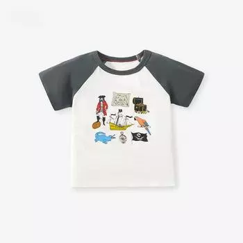 Summer new style children s bottoming shirt style printed short-sleeved T-shirt pure cotton girls top 90cm