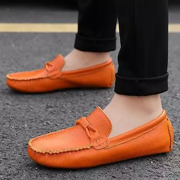 Summer New Top Layer Leather Loafers Small Size Men s Casual Leather Shoes Soft Leather Shoes 36