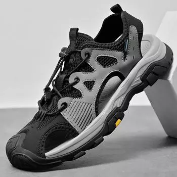 Summer outdoor shoes beach shoes men s bag head sandals, breathable mesh men s shoes non-slip walking shoes casual shoes Shoes 38