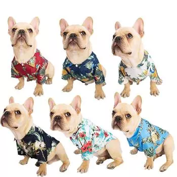 Summer Pet Dog Clothes Hawaiian Style Leaf Printed Beach Shirts for Puppy Small Large Cat Dog Chihuahua Costume Pet Clothing XS