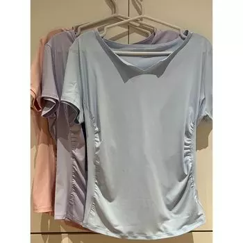 Summer Plus Size Quick-Drying Thin Sports Fitness Short Sleeve Quick Drying Clothes Women s Yoga Clothes Running Training Top Slim Looking T-shirt Violet 4XL