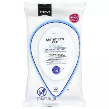 Summer s Eve, Ultimate Odor Protection™, Mildly Acidic Cleansing Wipes, Light Fresh, 32 Wipes