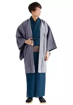 Summer Single Piece of Single [KYOETSU] Haori, Washable, Plain, Clothes, Cloth, Item, Men s (L, Pigeon)