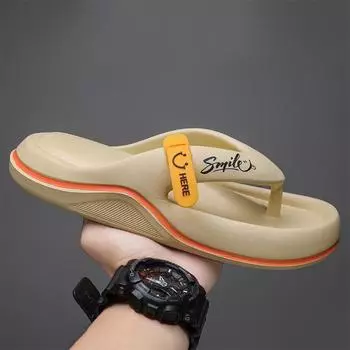 Summer Slippers Thick Sole EVA Flip Flops Mens Thong Sandals Outdoor Indoor Couples Shoes for Men Soft Sole Comfortable Slippers 36 -37 хаки