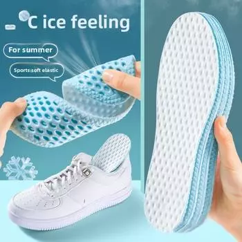 Summer Specific Cool and Antibacterial Sports Insole, Men s and Women s Sweat Absorbing, Odor Proof, Breathable, Bare Feet, Sweat Resistant 35-36 синий
