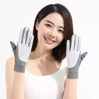 Summer Sun Protection Gloves for Women s UV Color Blocking Anti Slip Driving Ice Silk Outdoor Riding Sports Thin Gloves one size