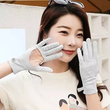 Summer Sun Protection Gloves for Women s Palm Hollow Gloves for UV Anti Slip Thin Sunshade Ice Silk Breathable Gloves one size