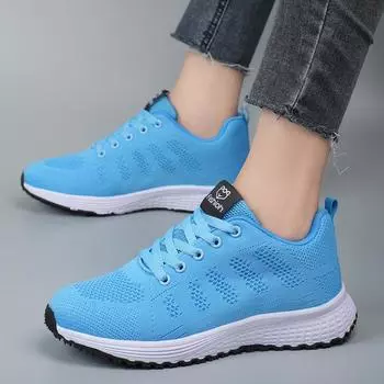 Summer Women s Mesh Shoes Outdoor Soft Sole Comfortable Casual Breathable sneakers Shoes Fashion Tennis Running Shoes 2024 36 синий