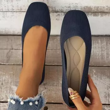 Summer Women s Square Toe Flats Shoes 2024 New Casual Low Heel Barefoot Elegant Woman Sneakers Comfortable Slip-On Mesh Loafers 36 серый