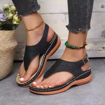 Summer Women s Wedge High Heel Sandals 2025 Hot Sale Trendy Gladiator Women s Slippers Thick Bottom Sandals Women Plus Size 43 36