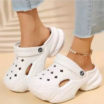 Summer Women Slippers Garden Sandals Platform Basic Payment Clogs EVA Solid Flip Flops Casual Outdoor Fashion Shoes Female 36-41 36-37 бежевый