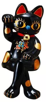 Sun Art Good Luck Goods Lucky Cat Статуэтка кошки Объект Большой черный SAN751 Увеличение удачи чёрный