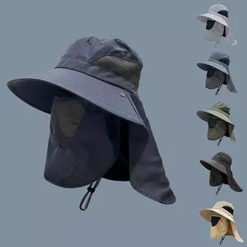 Sun Protection Bucket Hat Neck Protector One-Piece Fishing Hiking Hat Outdoor Breathable Bucket Hat Windproof Large-Brimme светло-зеленый