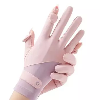 Sun Protection Gloves For Women Breathable Sunscreen Ice Silk Gloves Colorful Elegance Thin Design Outdoor Cycling Sports Gloves