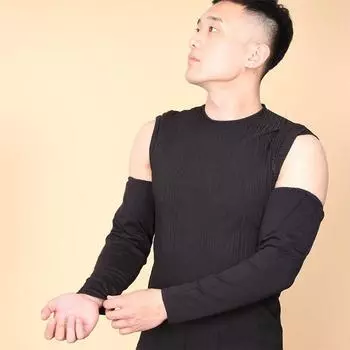 Sun Protection Oversleeve Summer Long Oversleeve Gloves Arm Guard Sleeves Driving Loose Large Pure Cotton Arm Sleeve Thin Men Black Sleeve 48 XXL