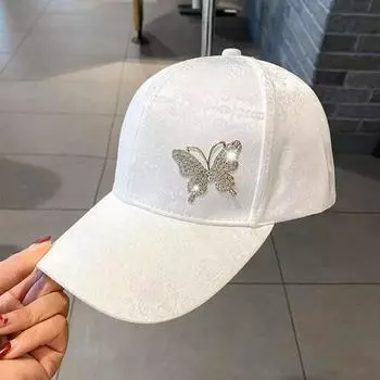Sun Protection Rhinestone Baseball Hat Korean Style Women Sun Cap Sunscreen Peaked Cap Street