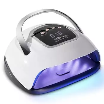 Sun T6 Max 220 Вт 57 светодиодов Двойные руки Портативная лампа для сушки ногтей Быстросохнущая гель-лак для ногтей УФ-светодиодная лампа для ногтей EU чёрный