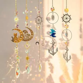 Suncatcher Wind Chime Садовый уличный ветряной колокольчик Кристалл 3d Wind Spinner Подвесной кулон Домашнее эстетическое украшение Rainbow Maker