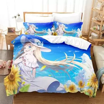 Sunflower Duvet Cover Cartoon Girl Bedding Set Flower Bedding Quilt Cover King Size Comforter Set Bedroom Queen Bedding Set UK Single 135x200cm&set