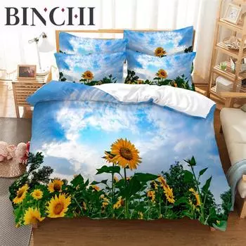 Sunflowers Bedding Sets 3D Digital Printing Quilt Cover Mario Pattern Bedspread Single Twin Full Queen King Size Bedding EU single(135x200cm)&set