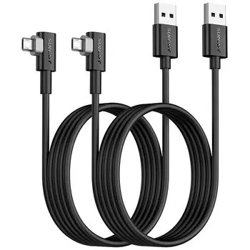 SUNGUY micro usb cable l-shape 1.5M [Set of 2] Double-sided insert Micro USB cable QC3.0/2.0 compatible Up to 18W fast charging USB2.0 high speed data