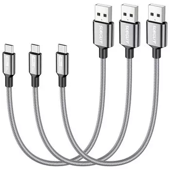 SUNGUY Micro USB кабель 0,3 м [набор из 3 шт.] micro usb кабель android Micro-B QC3.0/2.0 2,4 А быстрая зарядка USB2.0 передача данных прочный нейлон Galaxy