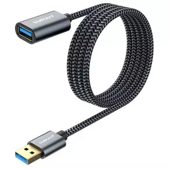 SUNGUY USB 3.0 удлинительный кабель 1,5 м USB удлинитель 5 Гбит/с высокоскоростная передача данных A папа - A мама удлинительный шнур нейлоновый вязаный позолоченный