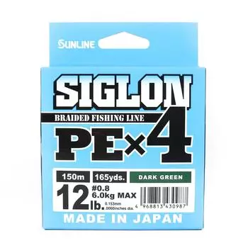 Sunline P.E Line X4 Siglon 150M P.E 0.8 12LB Темно-зеленый (0987) темно-зеленого