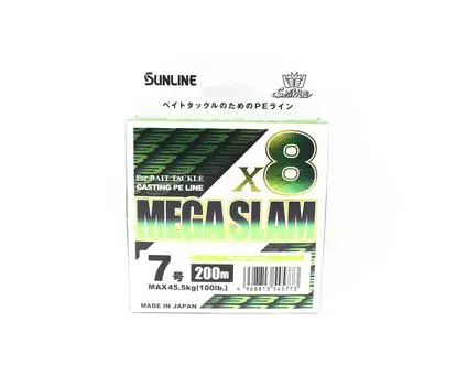 Sunline P.E Line X8 Mega Slam Casting 200м P.E 7 100lb Лаймово-зеленый (5773) зеленый лайм