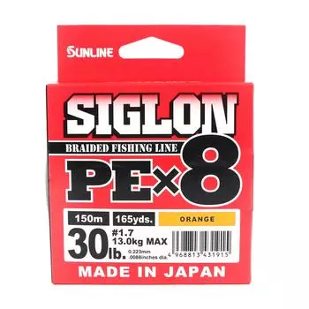 Sunline P.E Line X8 Siglon 150M P.E 1.7 30LB Оранжевый (1915) оранжевый