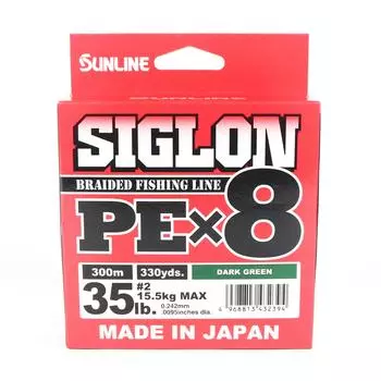 Sunline P.E Line X8 Siglon 300M P.E 2 35LB Темно-зеленый (2394) темно-зеленого