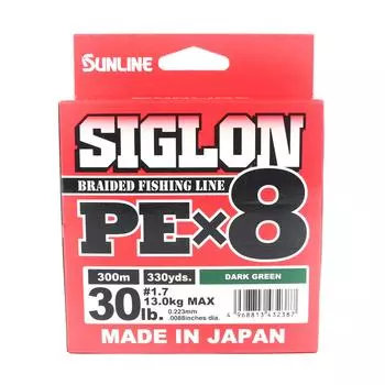 Sunline P.E Line X8 Siglon 300M P.E 1.7 30LB Темно-зеленый (2387) темно-зеленого